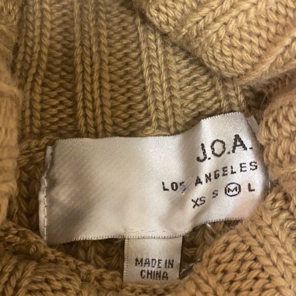J.O.A. Side Slit Khaki Turtleneck Zipper Sweater C31 - Picture 5 of 6